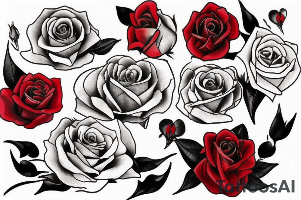 Black tower with red roses tattoo idea