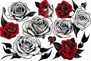 Black tower with red roses tattoo idea