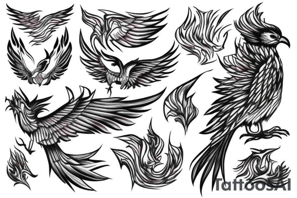 Phoenix bird with flame tattoo idea