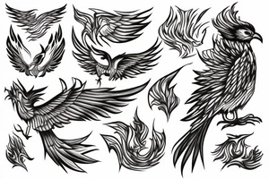 Phoenix bird with flame tattoo idea