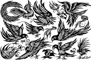 Phoenix bird with flame tattoo idea