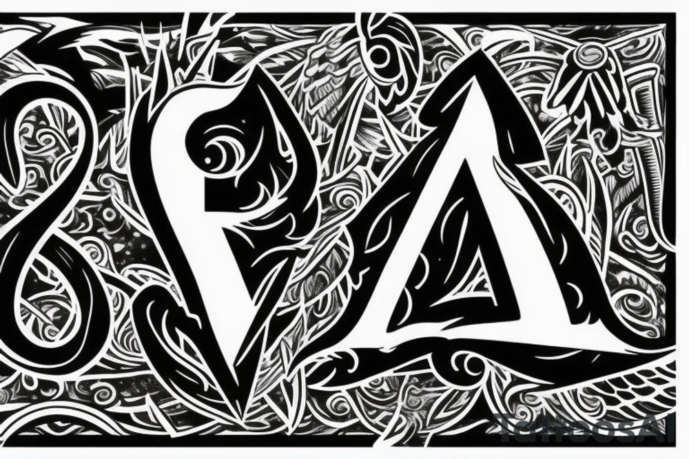 fenix rises from sun background of shield in shape of letter A tattoo idea