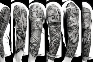 Socrates tattoo mix of Roman Empire sleeve tattoo idea