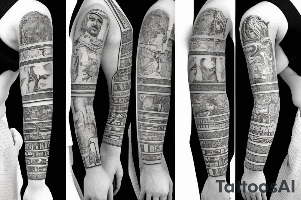 Socrates tattoo mix of Roman Empire sleeve tattoo idea