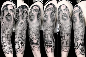 Socrates tattoo mix of Roman Empire sleeve tattoo idea