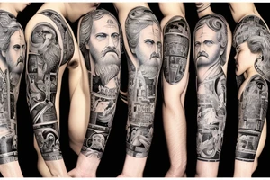 Socrates tattoo mix of Roman Empire sleeve tattoo idea