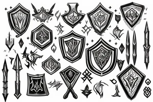 shield and sword crystal formation spells "keep" tattoo idea