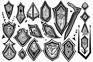 shield and sword crystal formation spells "keep" tattoo idea