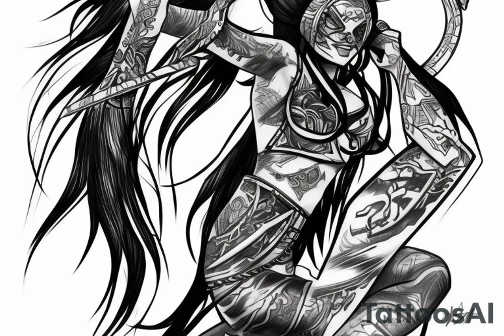 Akali's back tattoo from league of legends tattoo idea