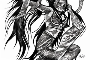 Akali's back tattoo from league of legends tattoo idea