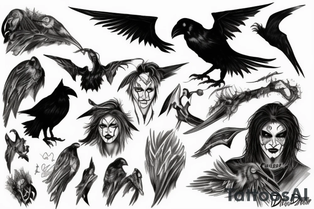 Eric Draven on the background of a raven tattoo idea
