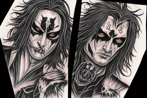 Eric Draven on the background of a raven tattoo idea