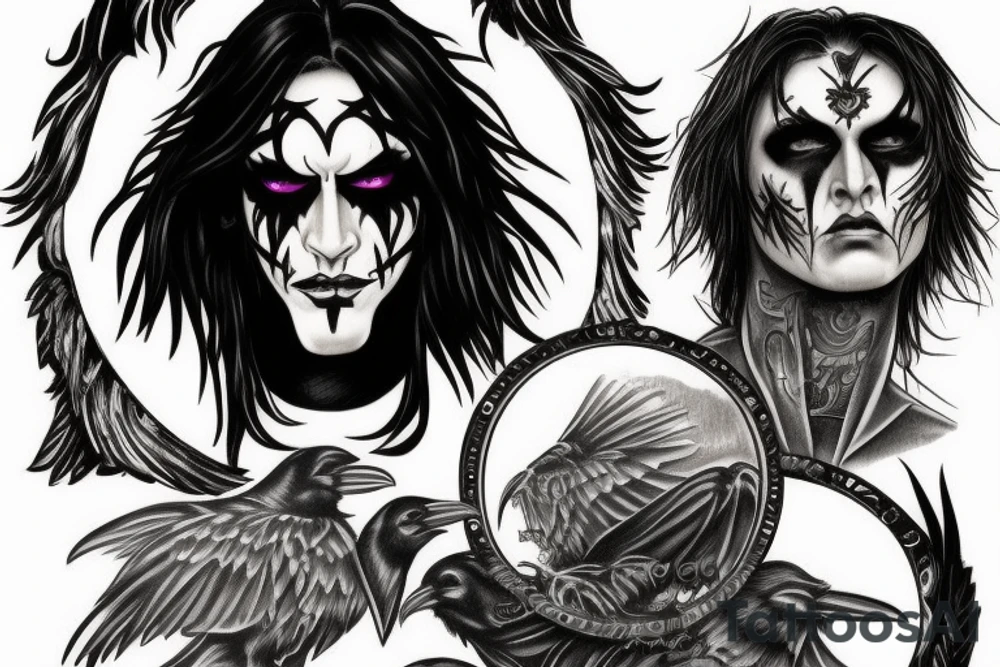 Eric Draven on the background of a raven tattoo idea