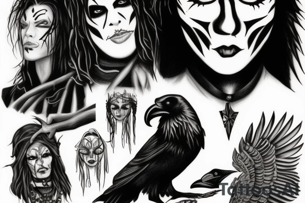 Eric Draven on the background of a raven tattoo idea