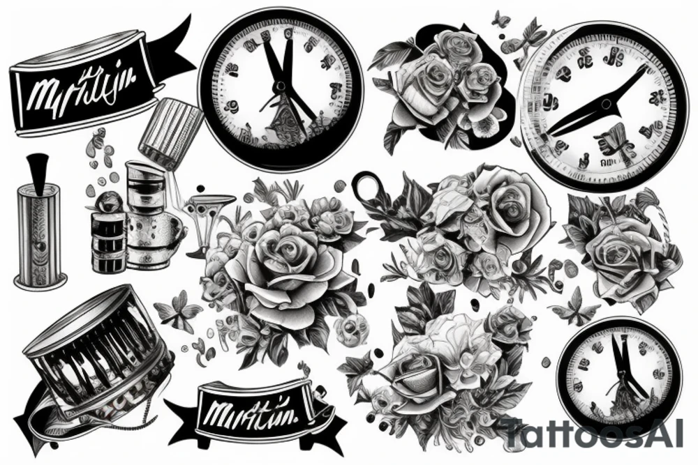 Martini ontop of a piston tattoo idea