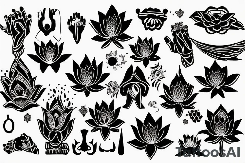 Gyspy woman hand holding a black lotus tattoo idea