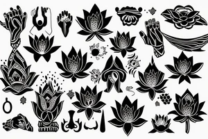 Gyspy woman hand holding a black lotus tattoo idea