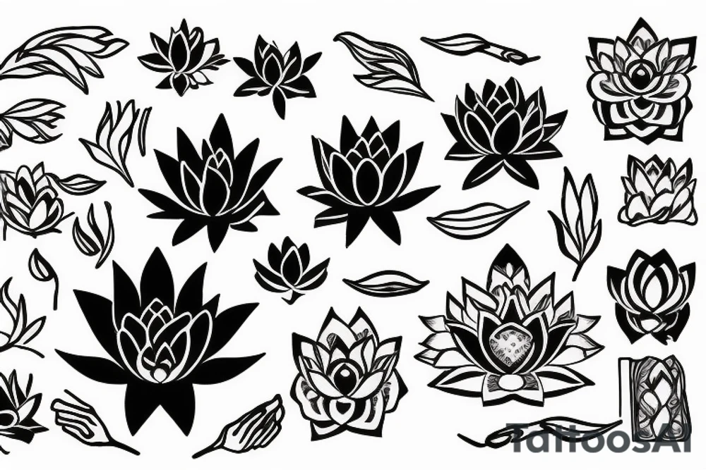 woman hand holding a black lotus tattoo idea