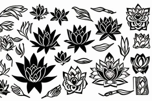 woman hand holding a black lotus tattoo idea