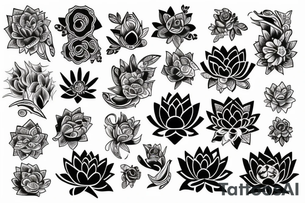 woman hand holding a black lotus tattoo idea