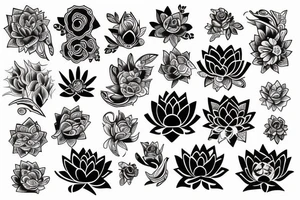 woman hand holding a black lotus tattoo idea