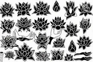 woman hand holding a black lotus tattoo idea