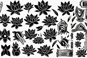 woman hand holding a black lotus tattoo idea