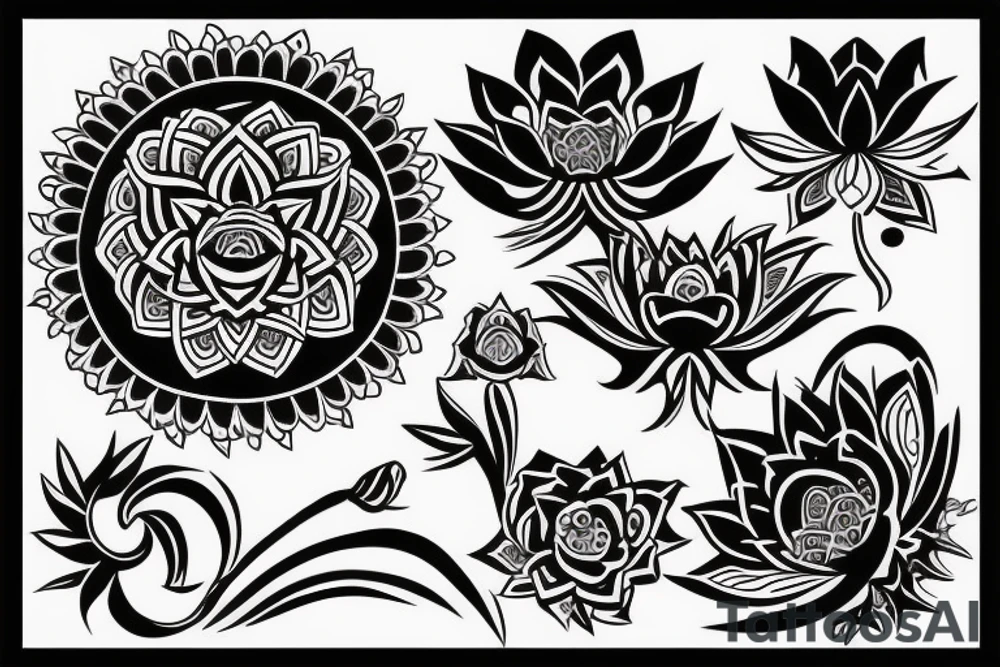 woman hand holding a black lotus tattoo idea
