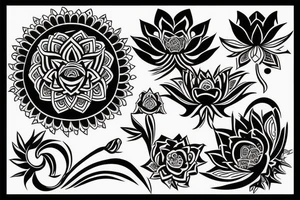 woman hand holding a black lotus tattoo idea