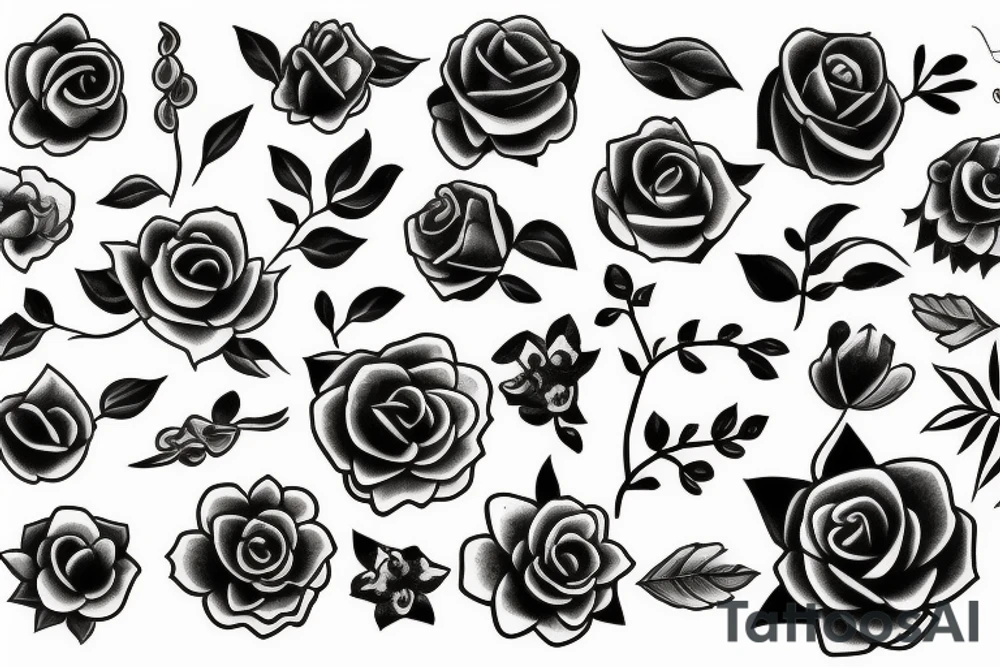 edgy flowers tattoo idea