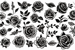 edgy flowers tattoo idea