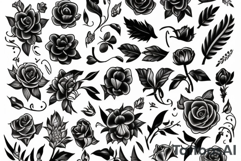 edgy flowers tattoo idea