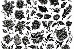 edgy flowers tattoo idea