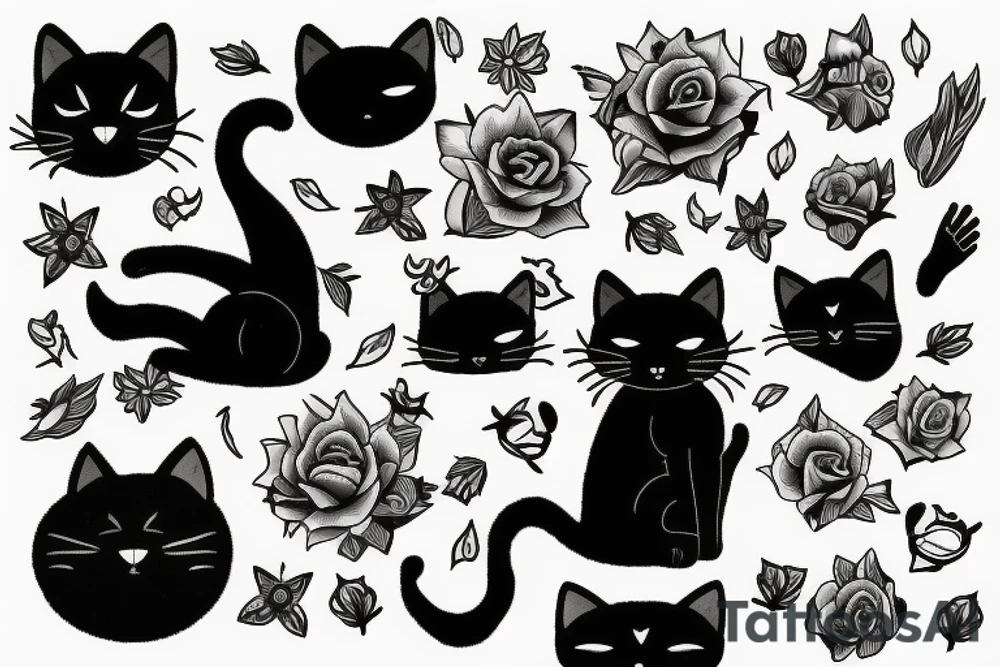 black cat with sweater on tattoo idea