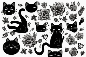 black cat with sweater on tattoo idea