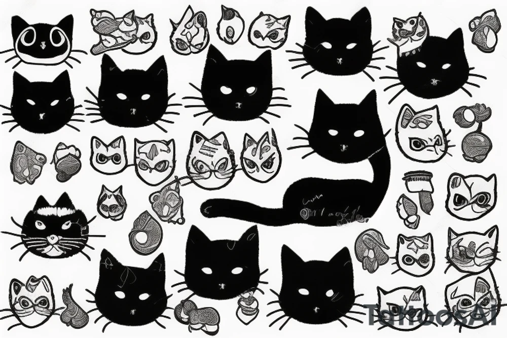 black cat with sweater on tattoo idea