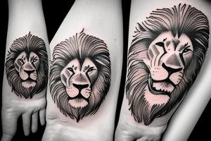 Lion, watch, beach waves and sand tattoo idea