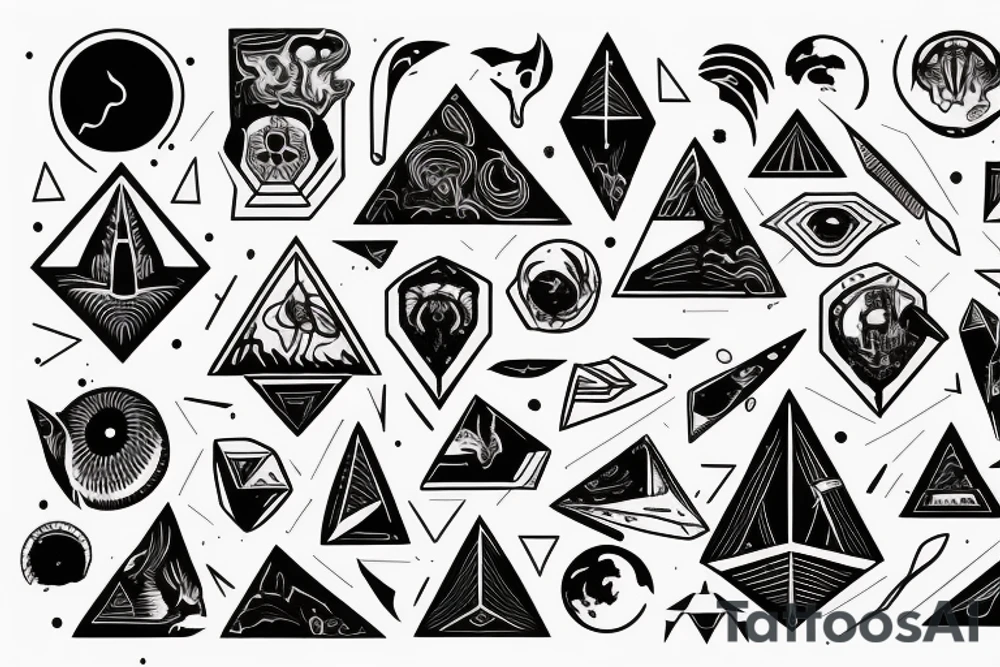 Triangle with space and ram skull tattoo idea