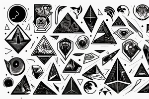 Triangle with space and ram skull tattoo idea