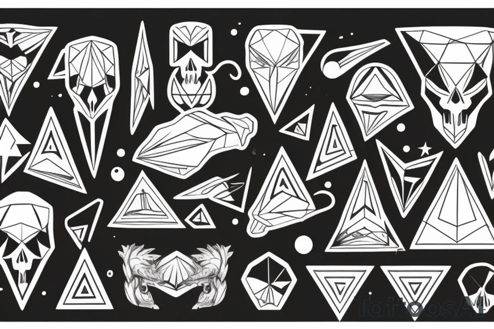 Triangle with space and ram skull tattoo idea