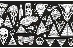 Triangle with space and ram skull tattoo idea