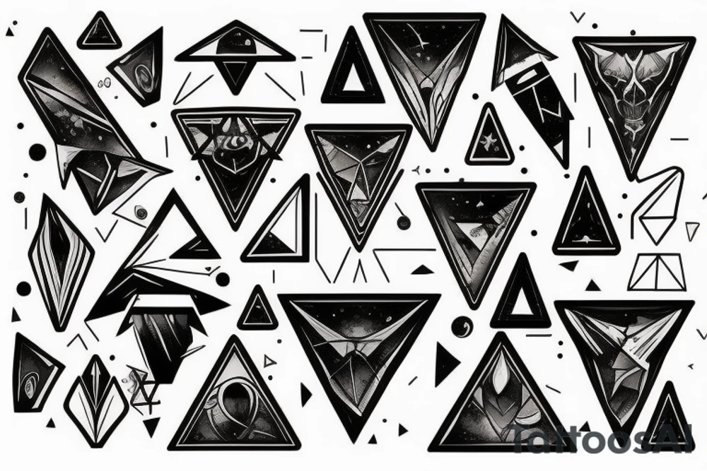 Triangle with space and ram skull tattoo idea