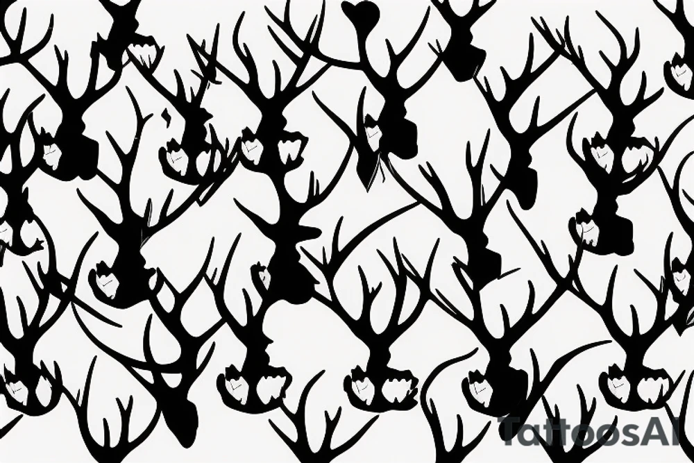 two stags divided bya black line tattoo idea