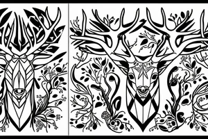 two stags divided by a black line tattoo idea