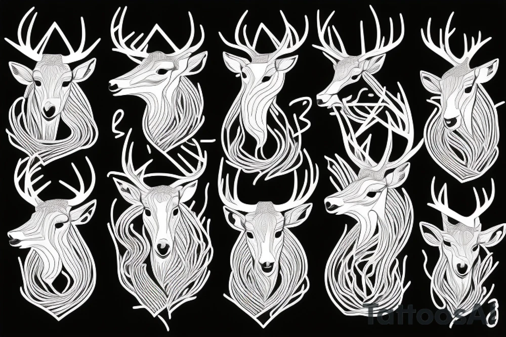 two stags divided by a black line tattoo idea