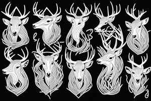 two stags divided by a black line tattoo idea
