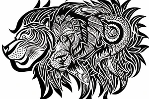 owal, lion, wolf tattoo idea