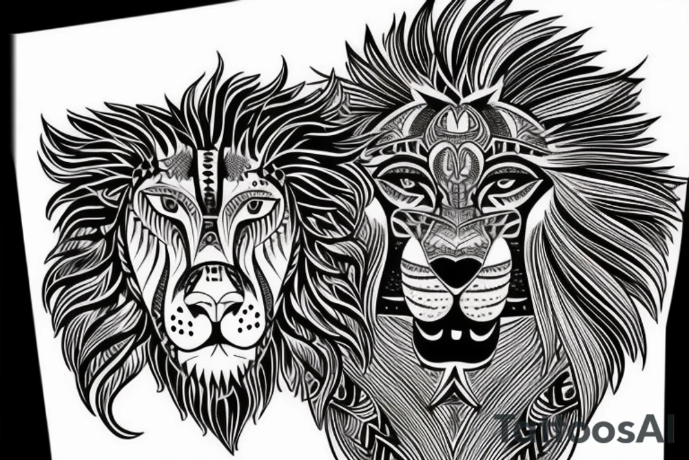 owal, lion, wolf tattoo idea