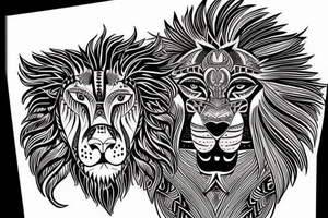 owal, lion, wolf tattoo idea