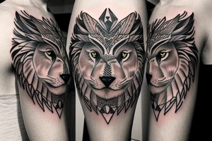 owl, lion and wolf combined in one tattoo. it could be also in a totem form tattoo idea